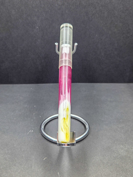 B14- Erste - White-Fuchsia-Yellow w/ Transparent cap