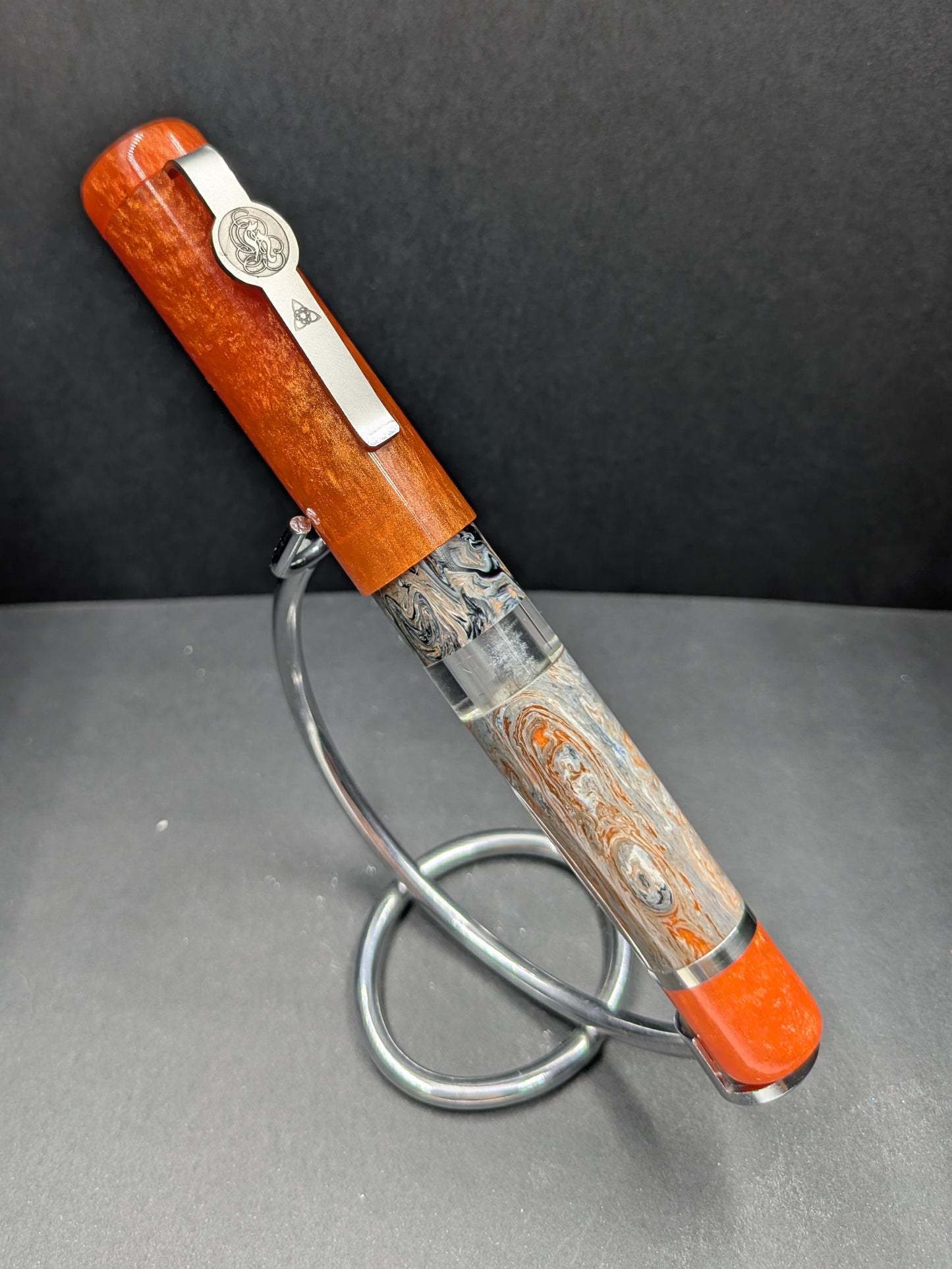 B46 - König - Molten Damascus - Tangerine Trim (Piston Filler)