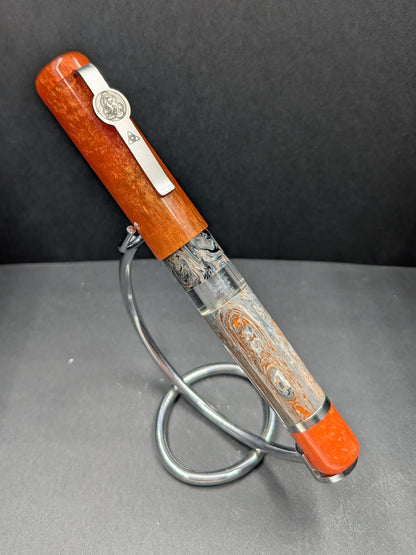 B46 - König - Molten Damascus - Tangerine Trim (Piston Filler)