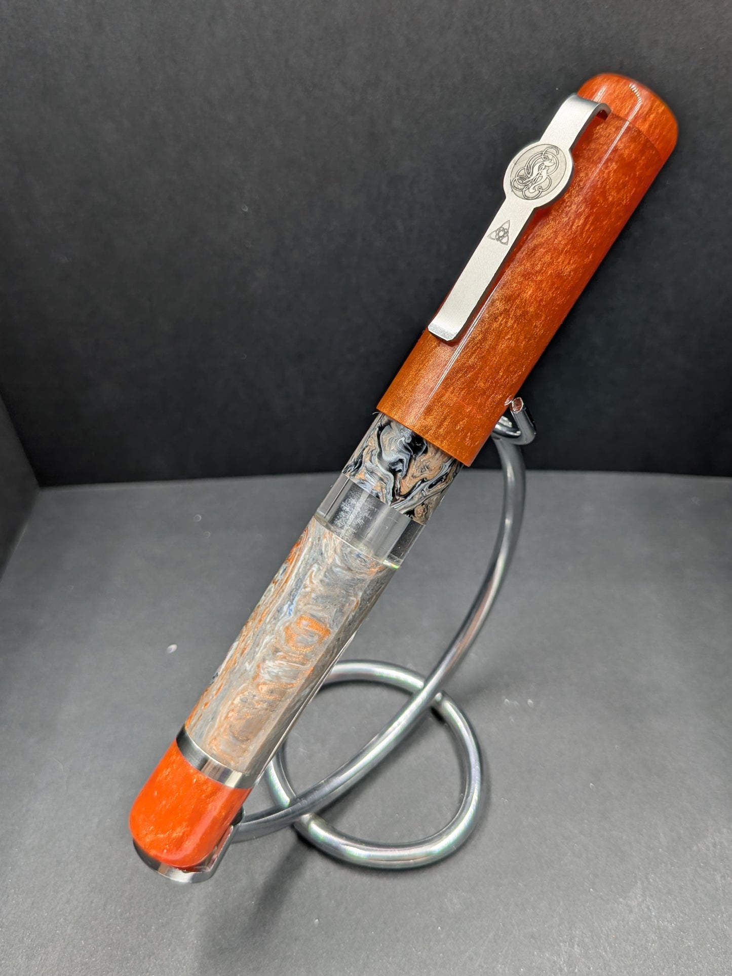 B46 - König - Molten Damascus - Tangerine Trim (Piston Filler)