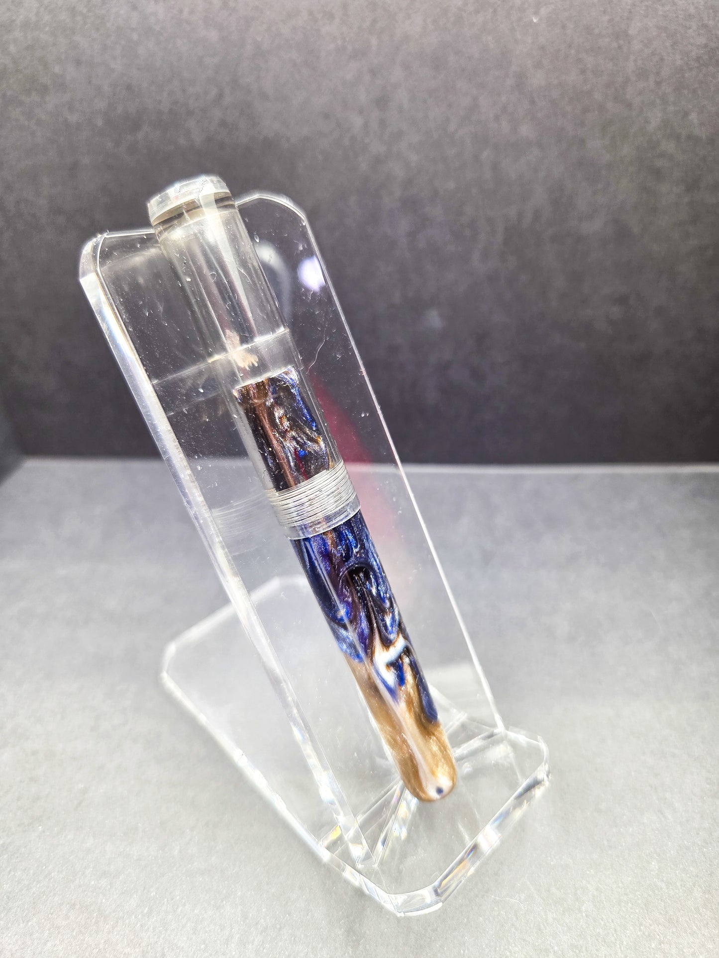 F14 - Taschenstift - SNR - Mocha Blue - Transparent charcoal acrylic cap