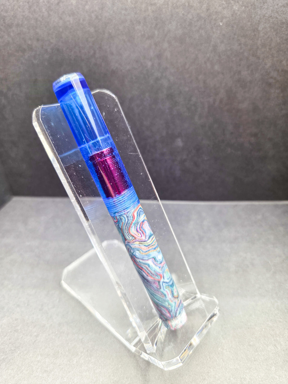 E14 - Taschenstift - (CrazyFiber)-  Monet w/ Blue acrylic cap
