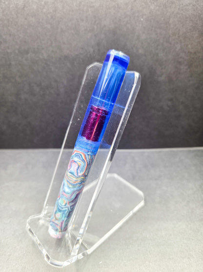 E14 - Taschenstift - (CrazyFiber)-  Monet w/ Blue acrylic cap