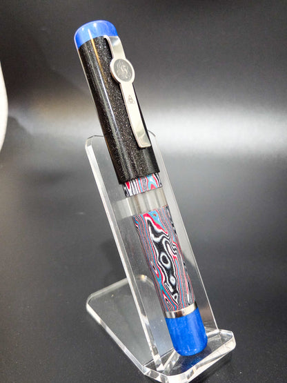 B46 - König - Crazy Fiber Faux Fordite - Piston Filler - Blue/Black trim