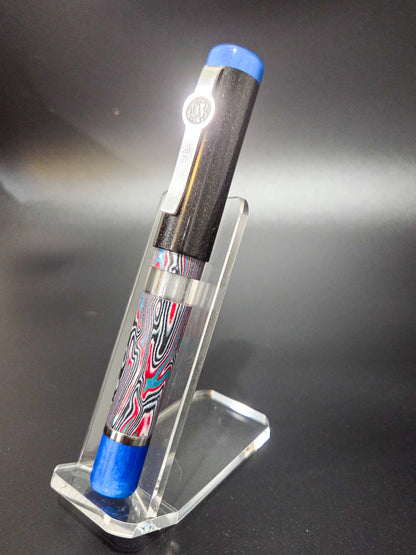 B46 - König - Crazy Fiber Faux Fordite - Piston Filler - Blue/Black trim
