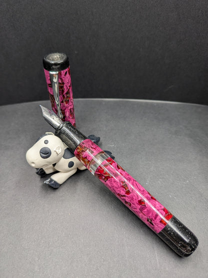 B36 - (Kolbenfüller) Pink and Black Cellulose Acetate - (Piston)