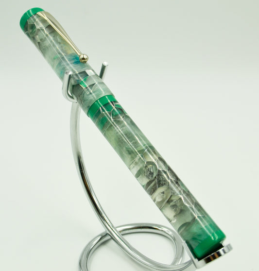 M834A - Teal honeycomb demonstrator with Ebonite accents - Jowo 1.1 two tone ( Black Ruthenium -Rhodium)