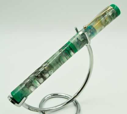 M834A - Teal honeycomb demonstrator with Ebonite accents - Jowo 1.1 two tone ( Black Ruthenium -Rhodium)