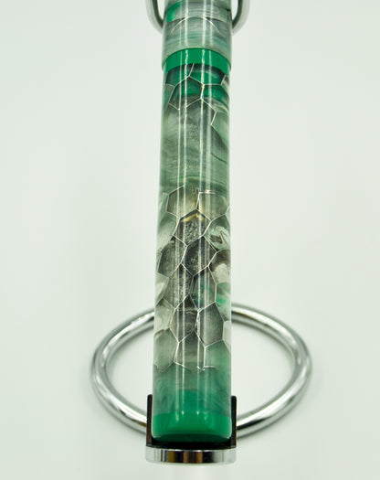 M834A - Teal honeycomb demonstrator with Ebonite accents - Jowo 1.1 two tone ( Black Ruthenium -Rhodium)